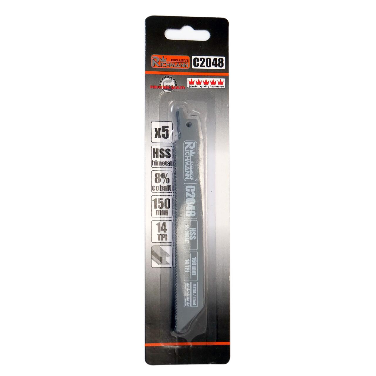 Panza, lama, fierastrau tip sabie, pentru metal, HSS bimetal-Cobalt, 14 TPI, set 5 buc, 150 mm, Richmann Exclusive [2]