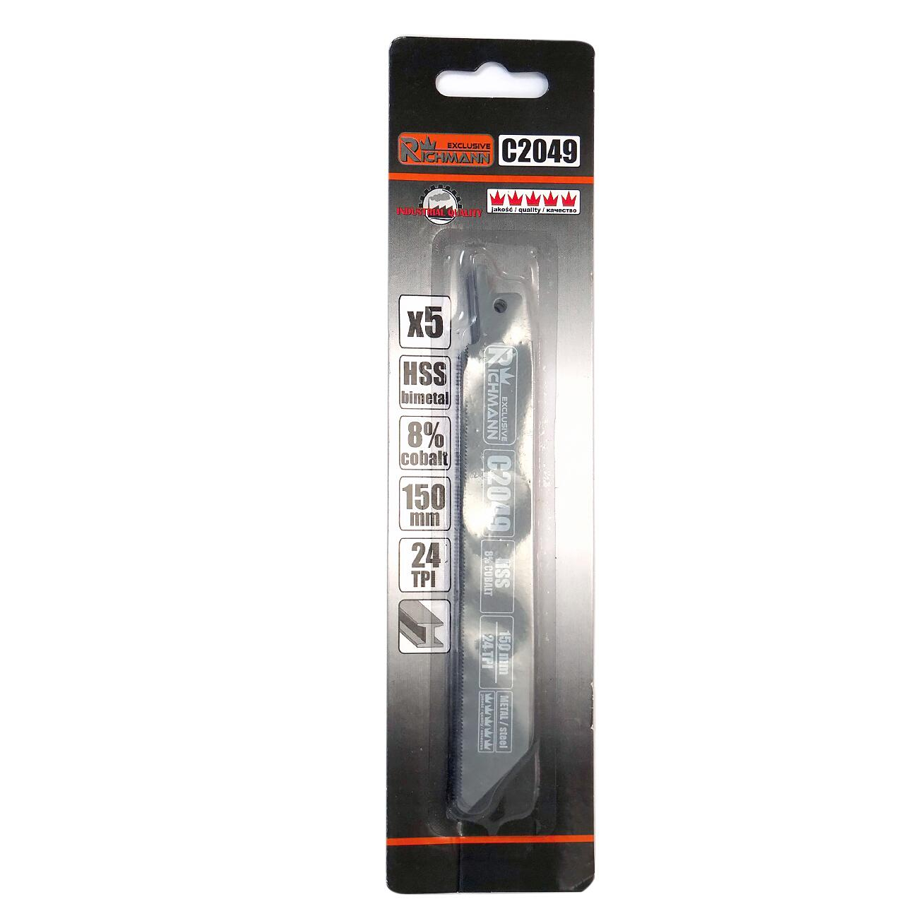 Panza, lama, fierastrau tip sabie, pentru metal, HSS bimetal-Cobalt, 24 TPI, set 5 buc, 150 mm, Richmann Exclusive [2]