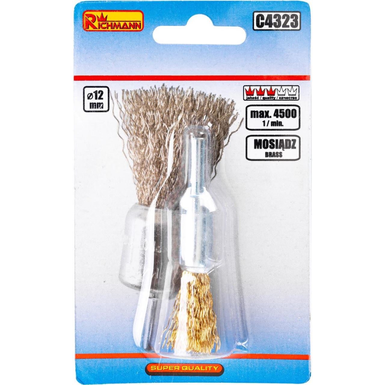 Perie sarma alama, tip cupa, cu tija, 12 mm, Richmann [2]