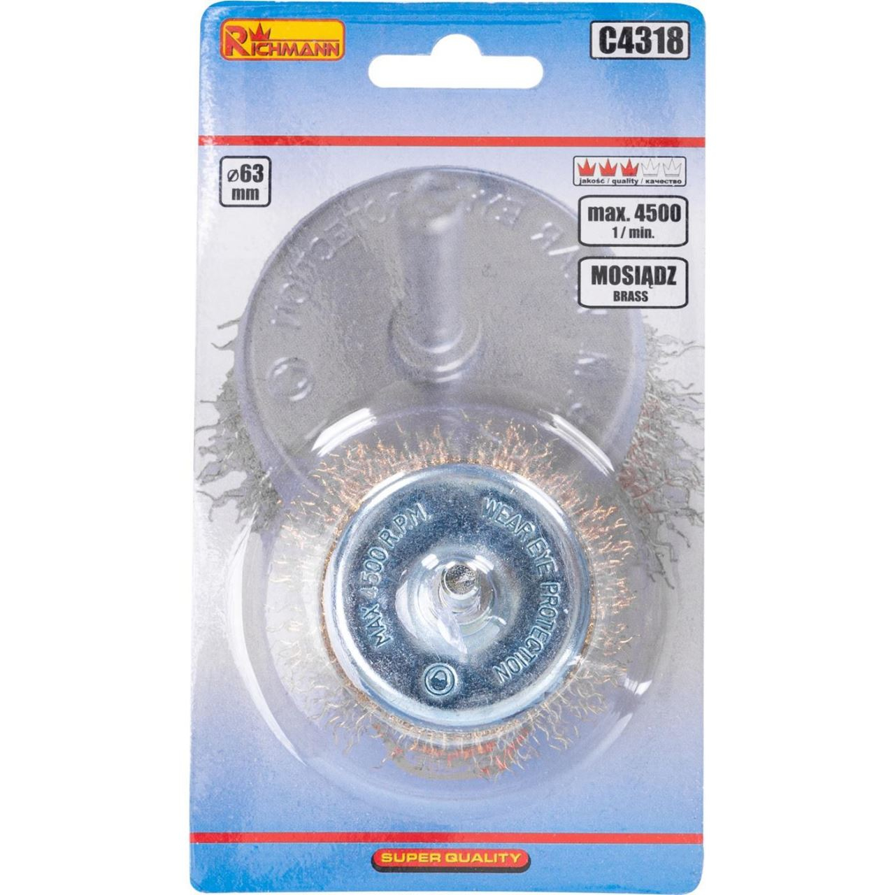 Perie sarma alama, tip cupa, cu tija, 63 mm, Richmann  [4]
