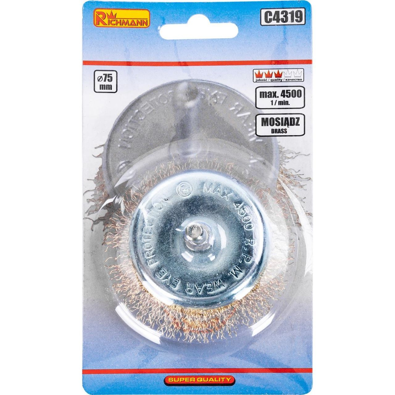 Perie sarma alama, tip cupa, cu tija, 75 mm, Richmann  [4]