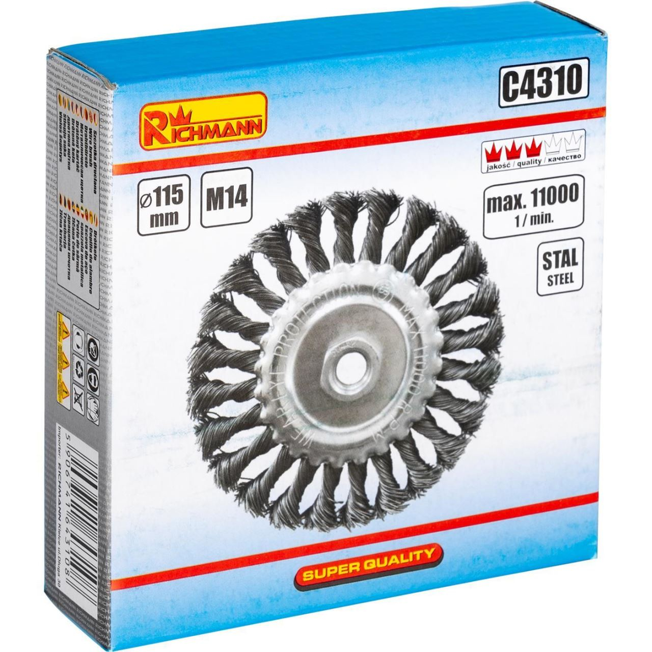 Perie sarma otel, circulara, cu toroane, M14, 115 mm, Richmann [3]