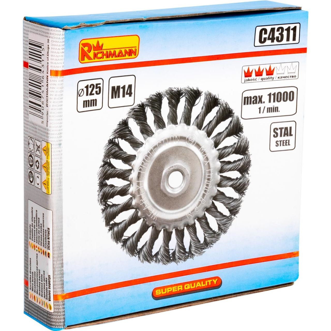 Perie sarma otel, circulara, cu toroane, M14, 125 mm, Richmann [2]