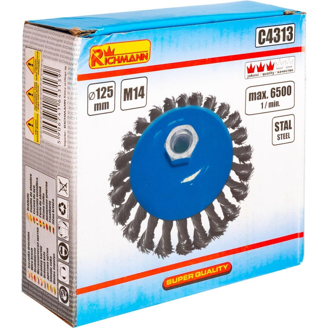 Perie sarma otel, tip cupa, cu toroane, M14, 125 mm, Richmann  [3]