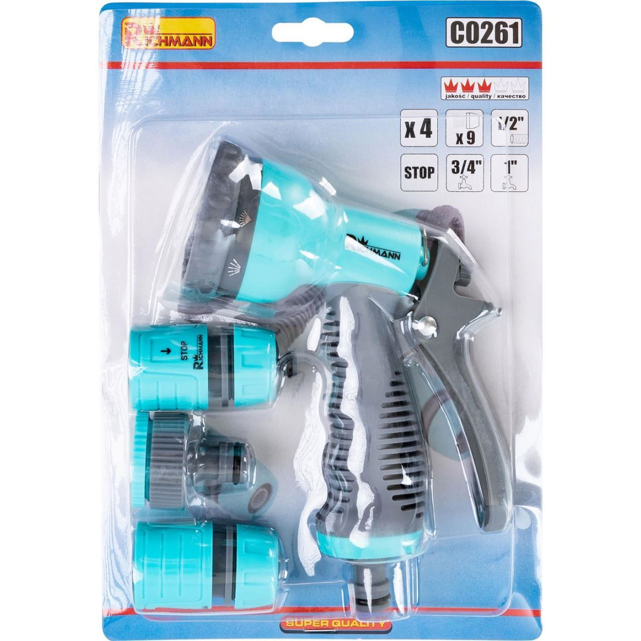 Pistol stropit gradina, tip dus, 9 moduri, plastic, cu accesorii, Richmann  [2]