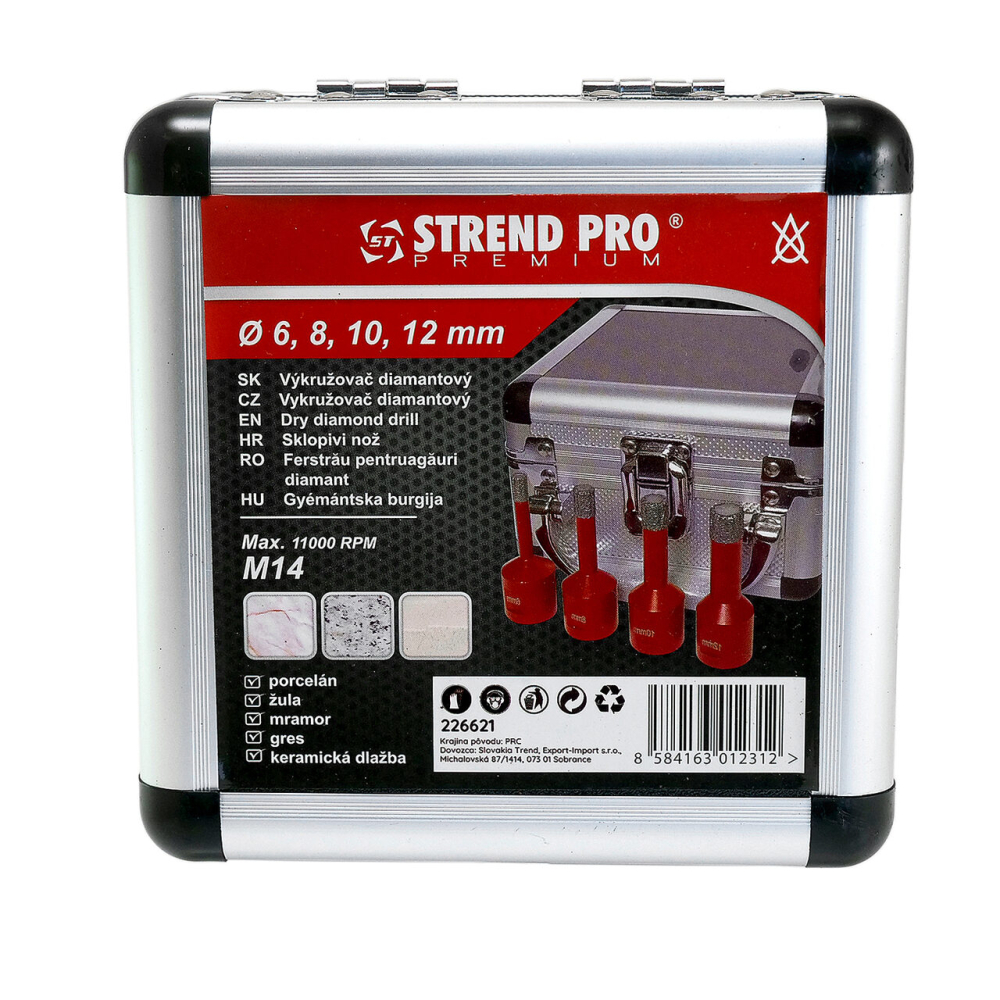 Set 4 carote diamantate, M14, 6-12 mm, Strend Pro [3]