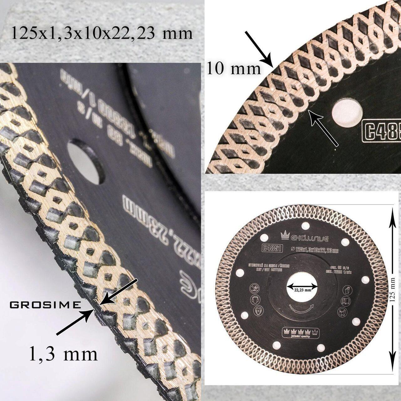 Set 5 discuri diamantate turbo subtire, ceramica, taiere umeda si uscata, 125 mm/22.23 mm, Richmann Exclusive [3]