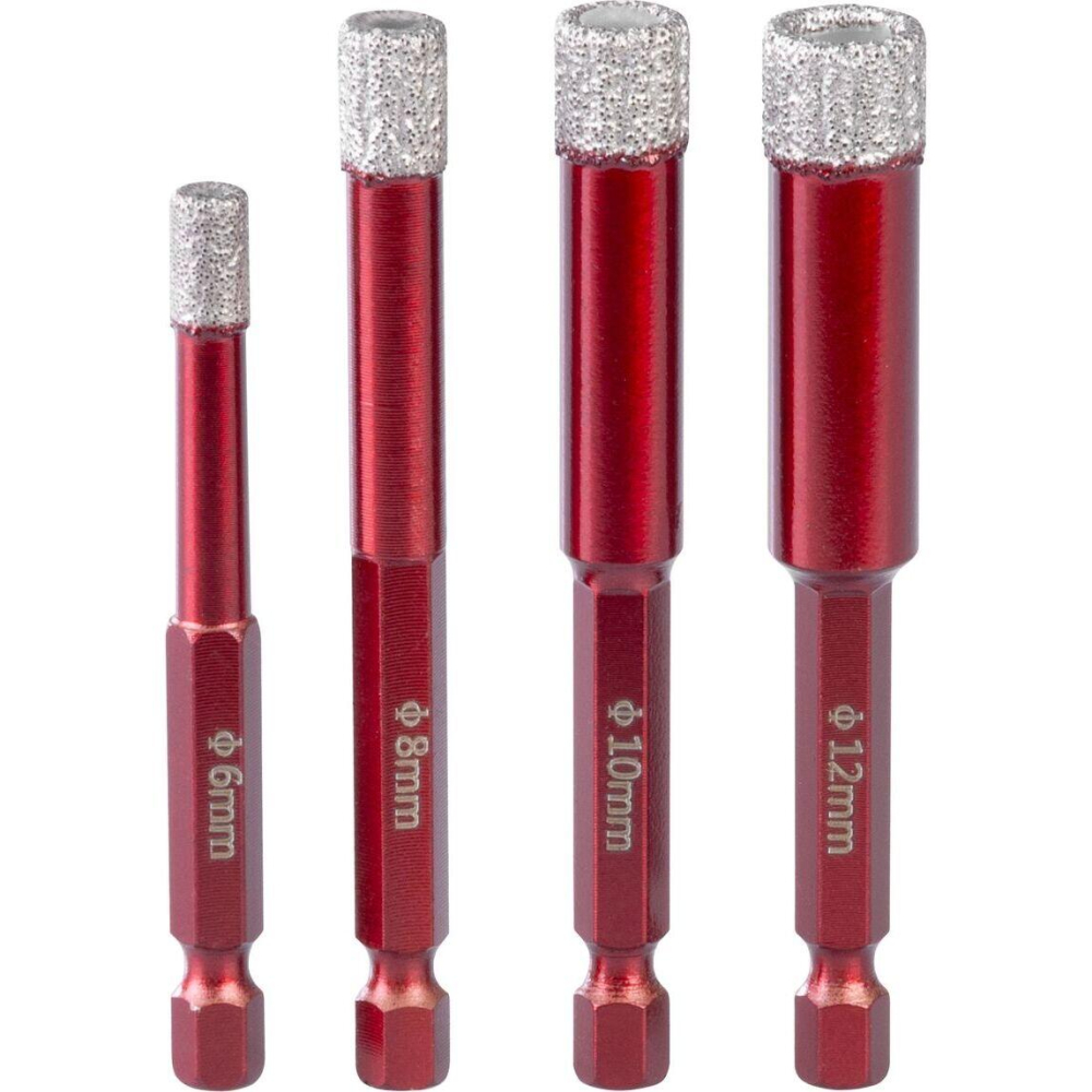 Set burghie diamantate cu ghidaj, 5 piese, 6-8-10-12 mm, HEX, Strend Pro Premium [6]