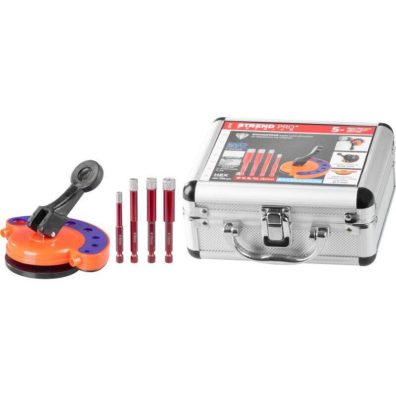 Set burghie diamantate cu ghidaj, 5 piese, 6-8-10-12 mm, HEX, Strend Pro Premium [7]