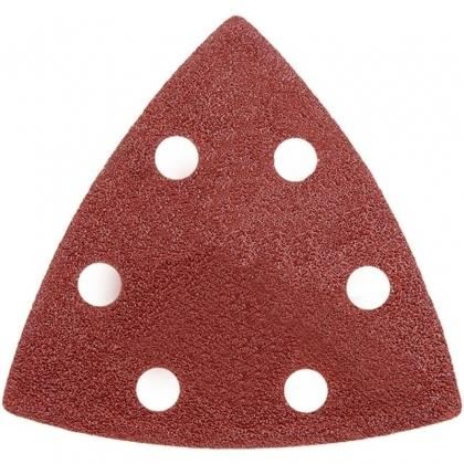Accesorii slefuire - Abrazive/smirghel triunghiular cu scai, gauri, P100, set 5 buc, 80x80x80 mm, Dedra
