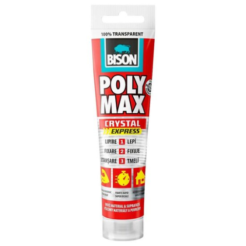 Silicon, spume si solutii tehnice - Adeziv si etanseizant, 115 g, Bison Poly Max Crystal Express