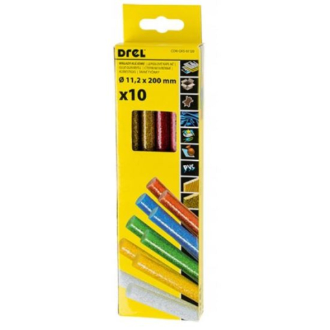 Accesorii pistoale de lipit - Baton silicon pentru pistol lipit, color, sidef, 10 buc, 11x200 mm