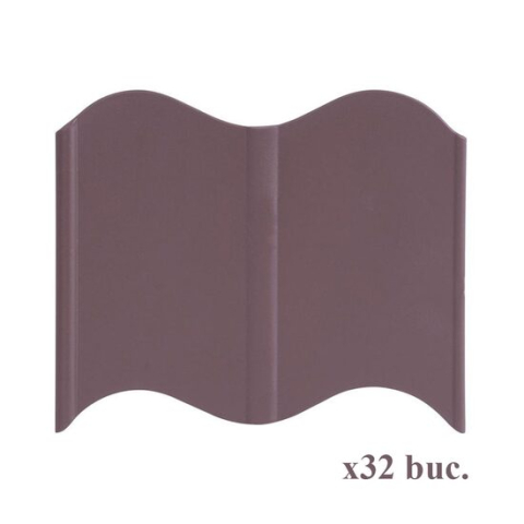 Accesorii gradinarit - Bordura gazon din plastic, maro, set 32 buc, 5.1 m x 120 mm, Strend Pro