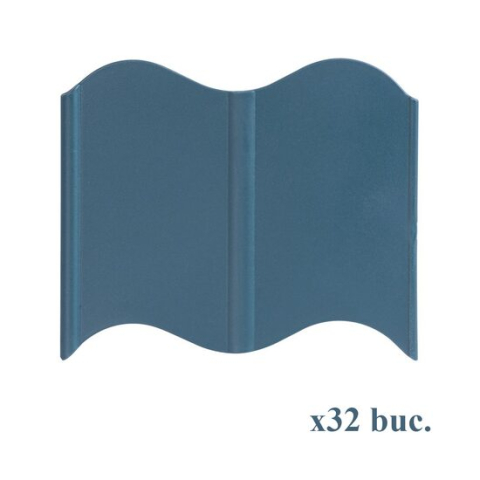 Accesorii gradinarit - Bordura gazon din plastic, verde albastriu, set 32 buc, 5.1 m x 120 mm, Strend Pro
