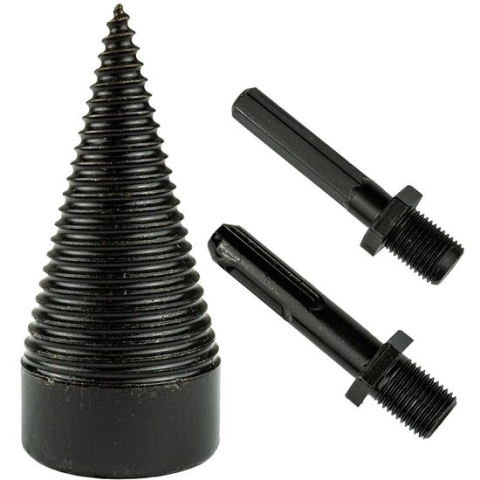 Seturi si accesorii pentru gaurit si insurubat - Con despicator lemn pentru bormasina, cu 2 adaptoare, SDS PLUS, 50 mm, Richmann Exclusive