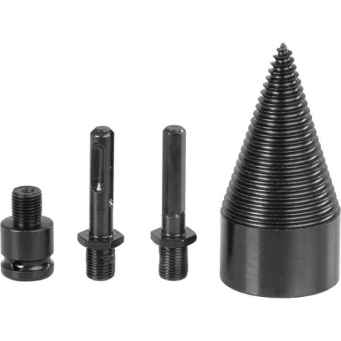 Seturi si accesorii pentru gaurit si insurubat - Con despicator lemn pentru bormasina, Strend Pro, cu 3 adaptoare, SDS PLUS, HEX 1/2", 50 mm