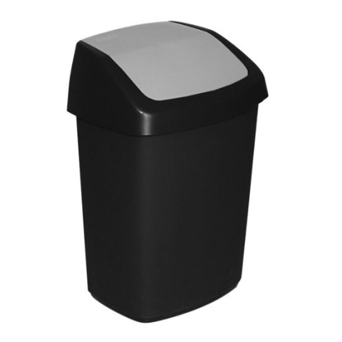 GOSPODARIE - Cos de gunoi cu capac batant, Curver, plastic, negru, 25 L, 27.8x34.6x51.1 cm