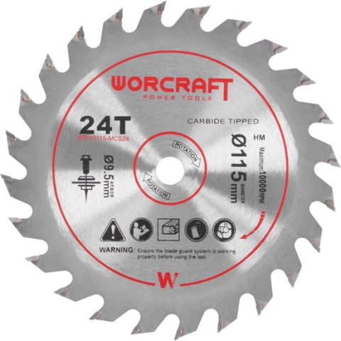 Accesorii fierastraie electrice - Disc circular pentru fierastrau 114784, 24 dinti, 115 mm, Worcraft
