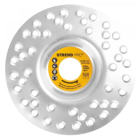 BRICOLAJ ELECTRIC - Disc circular slefuit, modelat, cu gauri, otel carburat, pentru lemn, plastic, 125x22 mm, Strend Pro
