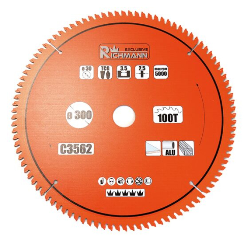 Accesorii fierastraie electrice - Disc circular vidia Multimaterial pentru aluminiu, lemn, 100 dinti, 300x30 mm, Richmann Exclusive