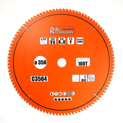 Accesorii fierastraie electrice - Disc circular vidia Multimaterial pentru aluminiu, lemn, 100 dinti, 350x30 mm, Richmann Exclusive