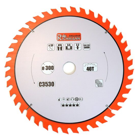 Accesorii fierastraie electrice - Disc circular vidia pentru lemn, 40 dinti, 300x30 mm, Richmann Exclusive