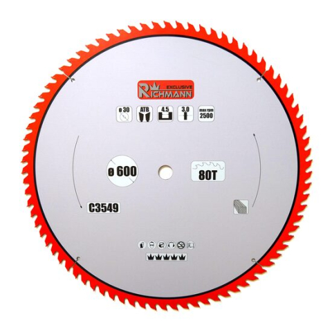 Accesorii fierastraie electrice - Disc circular vidia pentru lemn, 80 dinti, 600x30 mm, Richmann Exclusive