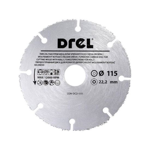 Discuri diamantate - Disc diamant segmentat, lemn, taiere uscata, 115 mm/22.2 mm, Drel