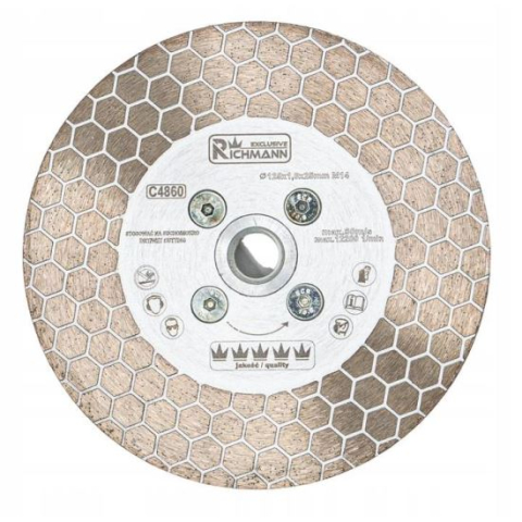 Discuri diamantate - Disc diamantat 2 in 1, placi ceramice, taiere umeda si uscata, slefuire, M14, 125x25x1.6 mm, Richmann Exclusive
