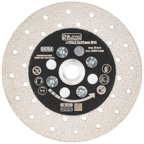 Discuri diamantate - Disc diamantat, 2 in 1, taiere si slefuire granit, marmura, placi ceramice, 115 mm, M14, Richmann Exclusive