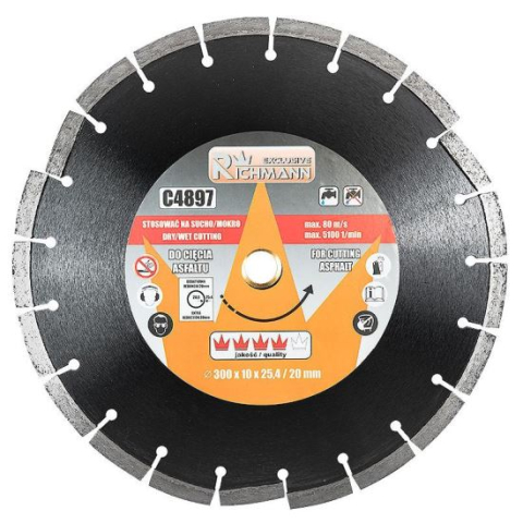 Discuri diamantate - Disc diamantat, asfalt, taiere umeda si uscata, 300x 25.4/20 mm, Richmann Exclusive