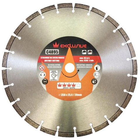 Discuri diamantate - Disc diamantat, beton, taiere umeda si uscata, 350 mm/25.4 mm, Richmann Exclusive