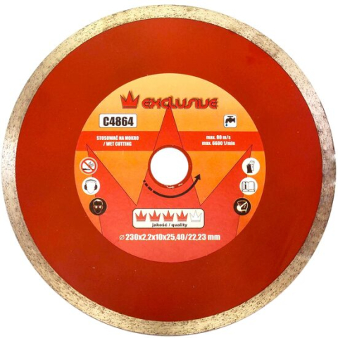 Discuri diamantate - Disc diamantat continuu, placi ceramice, taiere umeda, 230 mm/25.4 mm, Richmann Exclusive