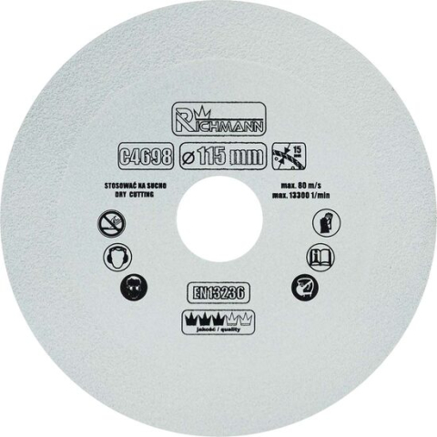 Discuri diamantate - Disc diamantat pentru sticla, taiere uscata, 115x22.23 mm, Richmann