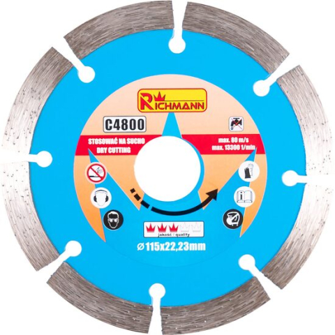 Discuri diamantate - Disc diamantat segmentat, beton, taiere uscata, 115 mm/22.23 mm, Richmann 