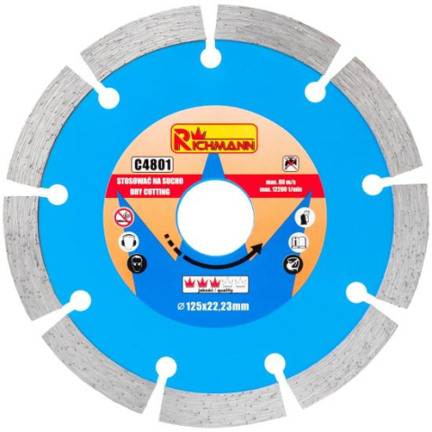 Discuri diamantate - Disc diamantat segmentat, beton, taiere uscata, 125 mm/22.23 mm, Richmann 