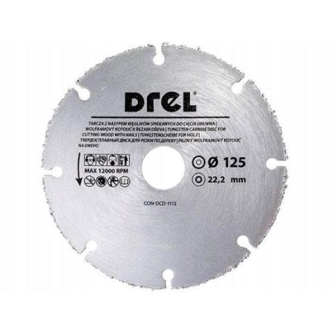 Discuri diamantate - Disc diamantat segmentat, lemn, taiere uscata, 125 mm/22.2 mm, Drel