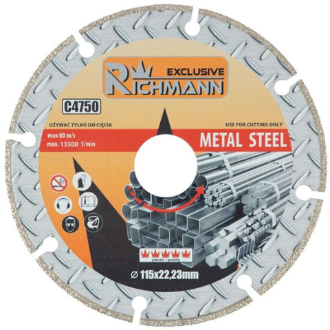 Discuri diamantate - Disc diamantat segmentat, metal, taiere uscata, 115x1.4 mm, Richmann Exclusive
