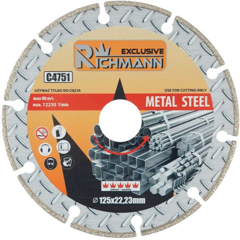 Discuri diamantate - Disc diamantat segmentat, metal, taiere uscata, 125x1.4 mm, Richmann Exclusive