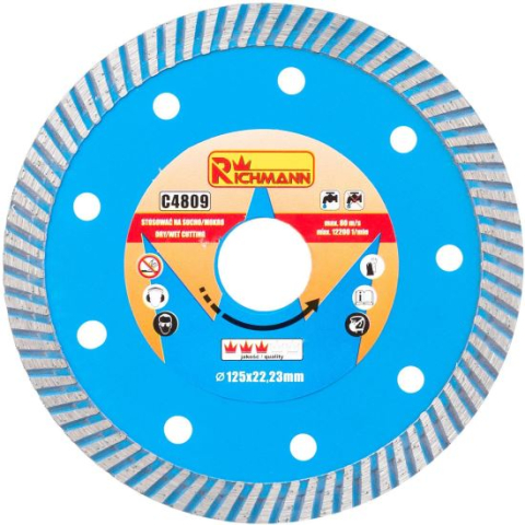Discuri diamantate - Disc diamantat turbo, beton, taiere umeda si uscata, 125 mm/22.23 mm, Richmann