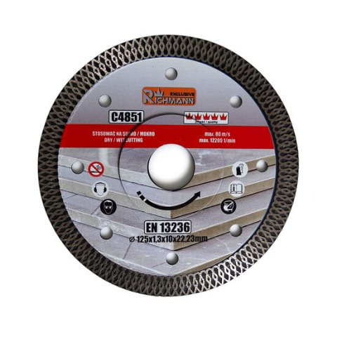 Discuri diamantate - Disc diamantat turbo subtire, ceramica, taiere umeda si uscata, 125 mm/22.23 mm, Richmann Exclusive