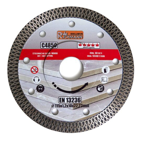 Discuri diamantate - Disc diamantat turbo subtire, placi ceramice, taiere umeda si uscata, 115 mm/22.23 mm, Richmann Exclusive