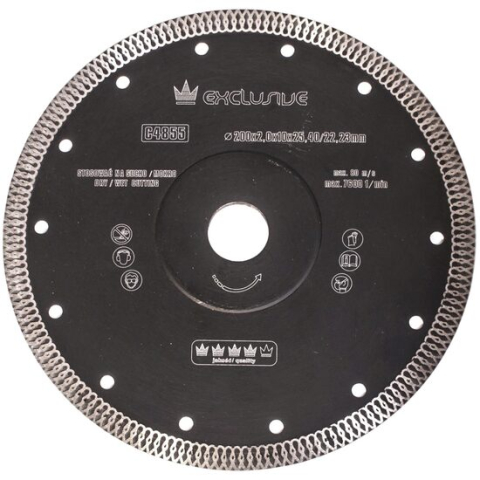 Accesorii polizare si slefuire - Disc diamantat turbo subtire, placi ceramice, taiere umeda si uscata, 200 mm/25.4 mm, Richmann Exclusive