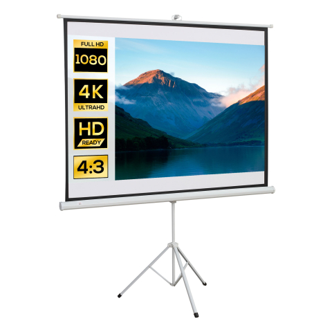 Pentru birou  - Ecran de Proiecție 84 inch cu Stativ, Suprafață de Proiecție 4:3, Pliabil și Reglabil pe Înălțime, 171x128 cm, Alb
