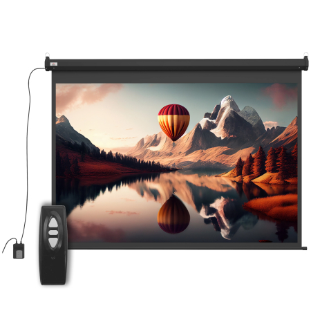 Pentru birou  - Ecran pentru Proiector 89" Format 4:3 Reglabil cu Telecomandă, 171x130cm, Negru