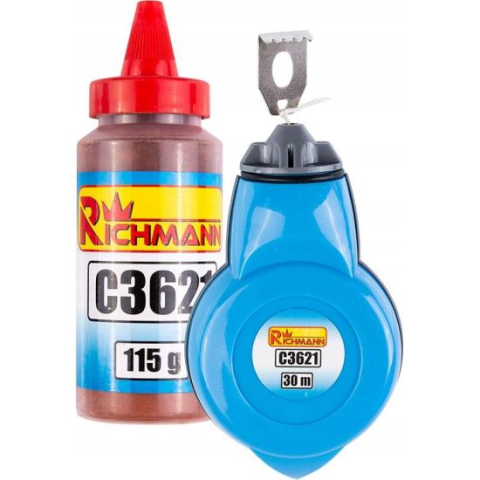 Accesorii vopsire si tencuire - Fir de trasat cu pulbere rosie, 30 m, RICHMANN