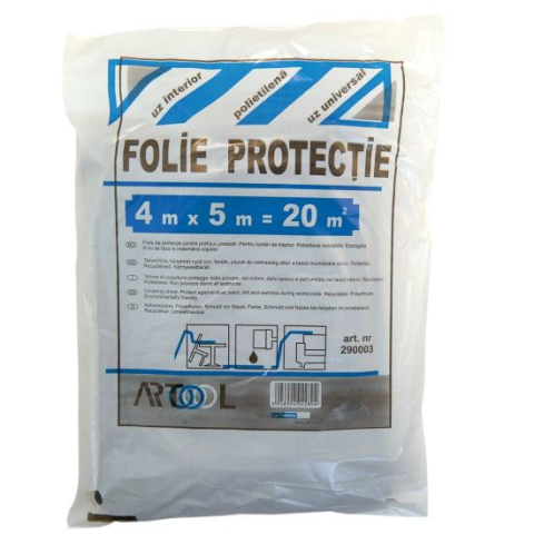 AMENAJARI INTERIOARE - Folie acoperire/protectie 4x5 m, 20 mp, LDPE, 40 microni, ARTOOL