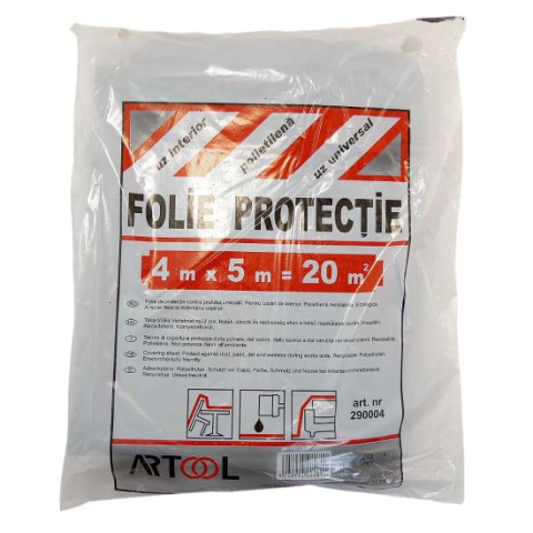AMENAJARI INTERIOARE - Folie acoperire/protectie 4x5 m, 20 mp, LDPE, 60 microni, ARTOOL