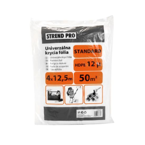 AMENAJARI INTERIOARE - Folie acoperire, protectie, HDPE, 12 microni, 4x12.5 m, 50 mp, Strend Pro