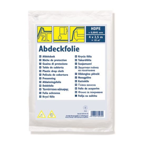 Accesorii vopsire si tencuire - Folie acoperire, protectie, HDPE, 4x2.5 m, 10 mp